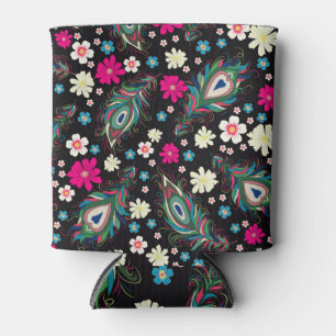 Porta-lata Penas de Peacock Embroiderme Sem Costura Padrão