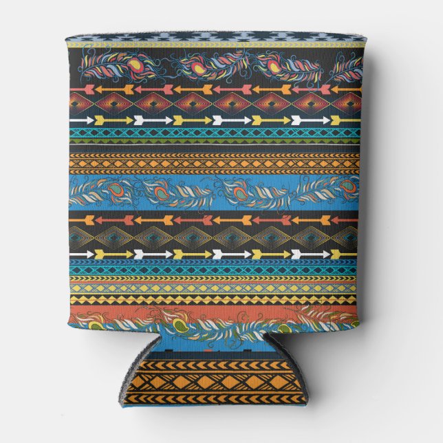 Porta-lata Penas Étnicas: Embroiderme Boho Chic (Frente)