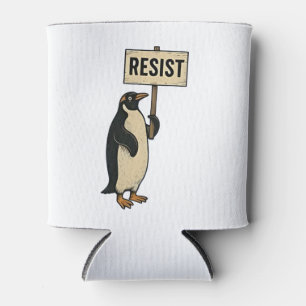 Porta-lata Penguin Engraçado Resiste Protesto Contra Tarrifs