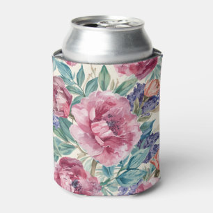 Porta-lata Peônia Botânica Aquarela Flora Lavanda