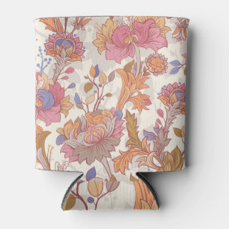 Porta-lata Pêonias decorativas: padrão floral colorido.