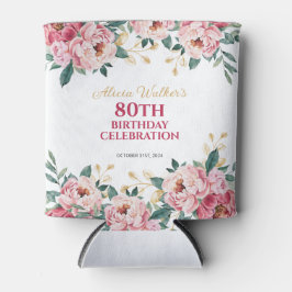 Porta-lata Pêonias Vermelhas Elegantes Flor Dourado Folha Ros