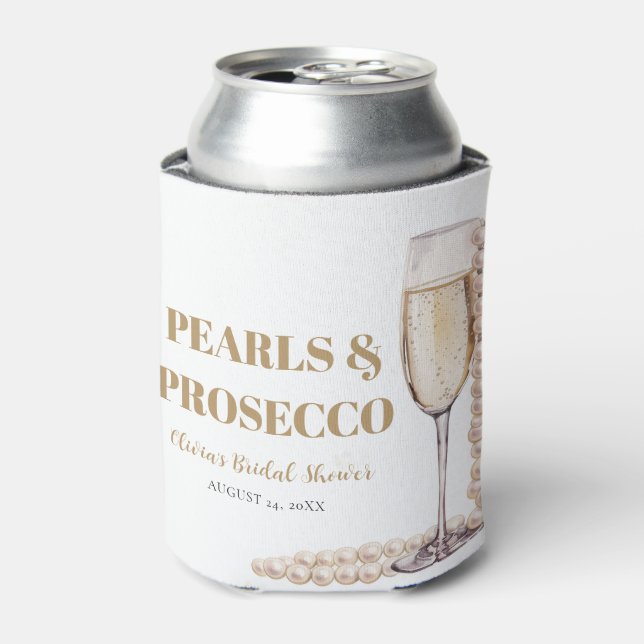 Porta-lata Pérolas Douradas Elegantes e Chá de Bebê Prosecco (Can Front)