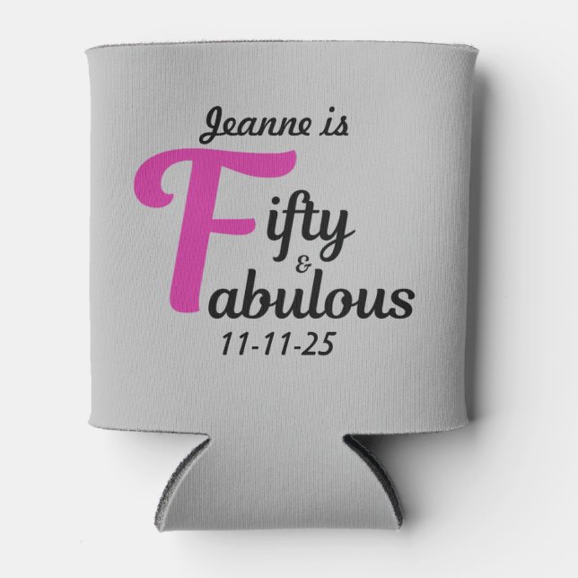 Porta-lata Personalizado 50 e Fabuloso Feliz 50º Aniversário (Frente)