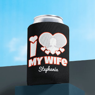 Porta-lata Personalizado Amo Minha Esposa - Adicionar Nome e