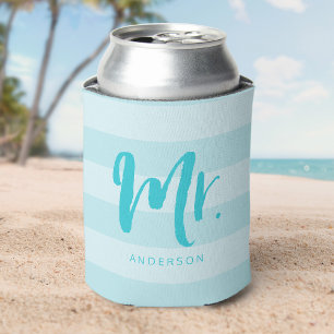 Porta-lata Personalizar com Nome Preppy Mr Blue Listras