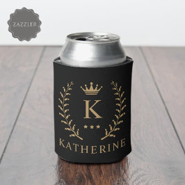 Porta-lata Personalizar o nome e o monograma Dourado preto in