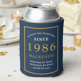 Porta-lata Personalized 40th Birthday 1986 Elegant Blue Gold