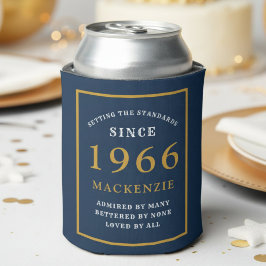 Porta-lata Personalized 60th Birthday 1966 Elegant Blue Gold