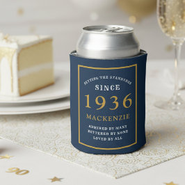 Porta-lata Personalized 90th Birthday 1936 Elegant Blue Gold