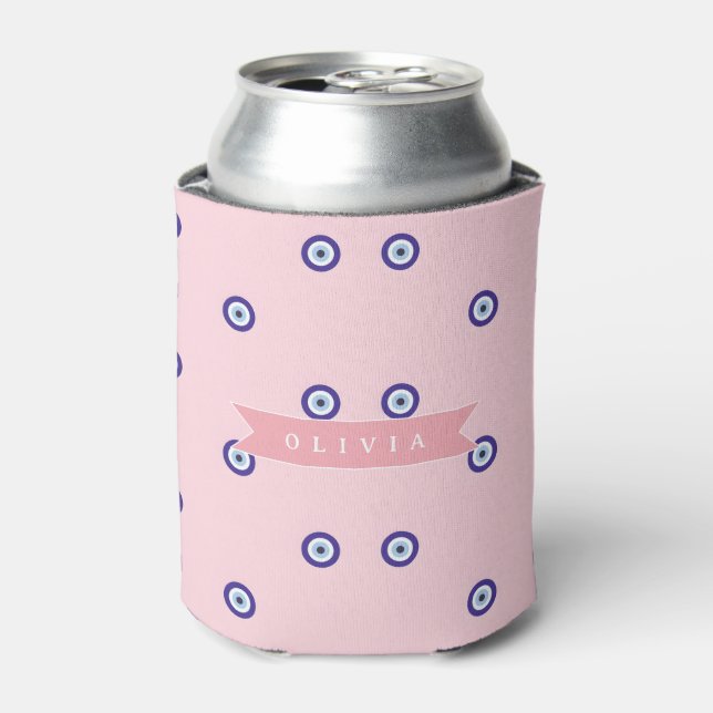 Porta-lata Personalized Cute Pink Evil Eye Custom Gift (Can Front)
