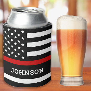 Porta-lata Personalized Firefighter Flag Thin Red Line