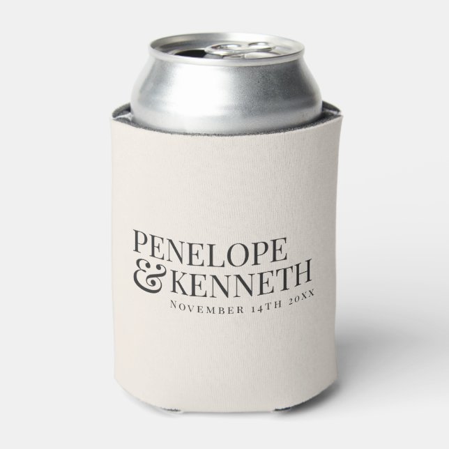Porta-lata Personalized Rehearsal Dinner Favor Wedding Ivory (Can Front)