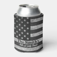 Personalized Vintage Rustic American Flag Can Cool