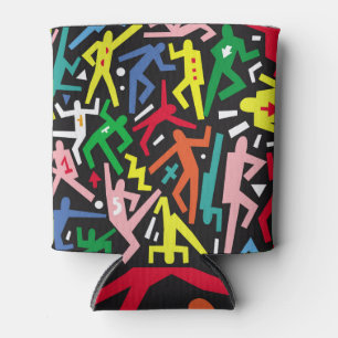 Porta-lata Pessoas dançantes, padrão de conjunto de rabiscos.