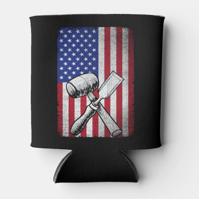 Porta-lata Pica-Cobra de Woodworker - Bandeira Americana (Frente)