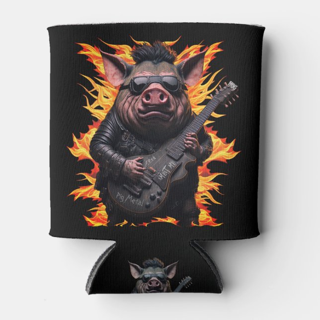 Porta-lata Pig Metal Guitar I Ham Rock And Roll Musical Hot (Frente)