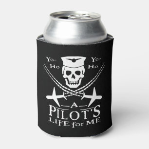 Porta-lata Piloto Funny Skull Aviões Piram Humor Personaliz
