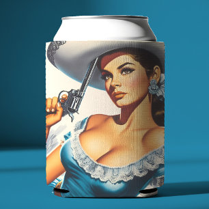 Porta-lata Pin-up Retro do Velho Oeste