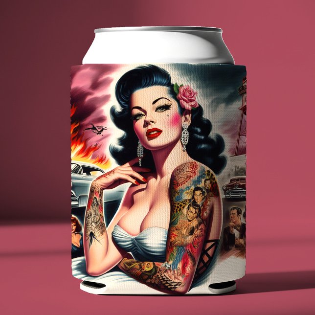 Porta-lata Pin-up Vintage Tatuada (Criador carregado)
