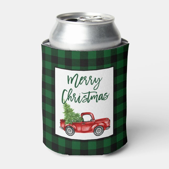 Porta-lata Pincel Script Truck Green Xadrez Natal (Can Front)