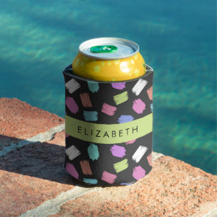 Porta-lata Pincel Tinta, Traços Coloridos De Pincel, Seu Nome