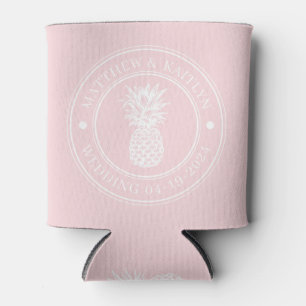Porta-lata Pineapple Casamento Sussurro Rosa & Nome