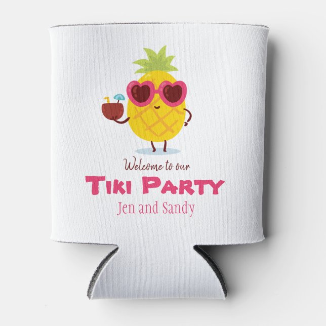 Porta-lata Pineapple Tiki Party Favor Pode Resfriar Luau (Frente)