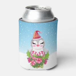 Porta-lata Pinguim de Natal bonito em Santa Hat