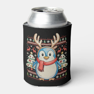 Porta-lata Pinguim de Natal Suéter Feio de Natal Neve Feriado