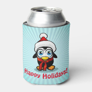 Porta-lata Pinguim engraçado Papai Noel