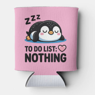Porta-lata pinguim fofo dormindo, lista de tarefas nada