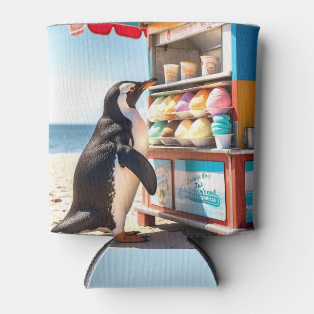 Porta-lata Pinguim Summertime No Sorvete (Frente)