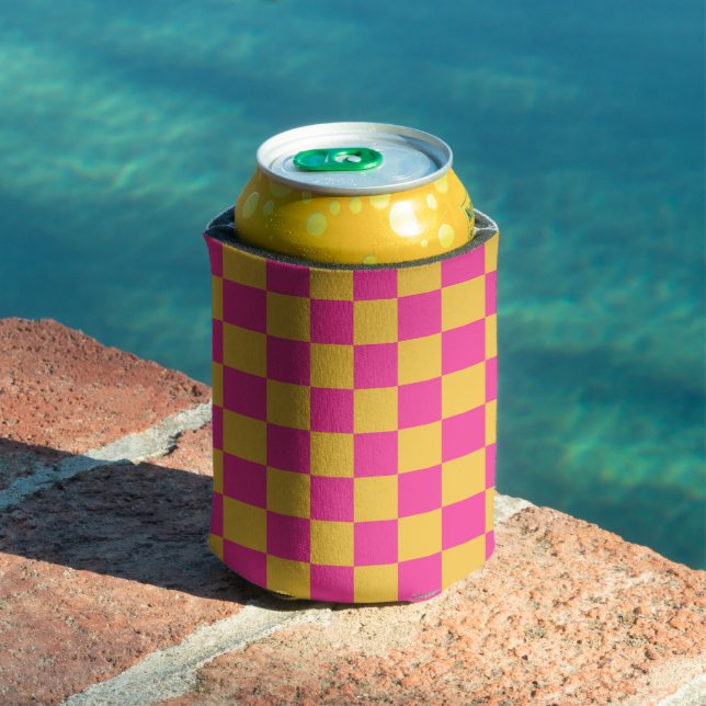 Porta-lata Pink and Yellow Checkerboard (Piscina in situ)