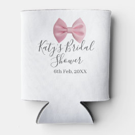 Porta-lata Pink bow bridal shower name date pastel stylish te