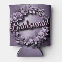 Porta-lata Pink Bridesmaid Script Lavender Can Cooler