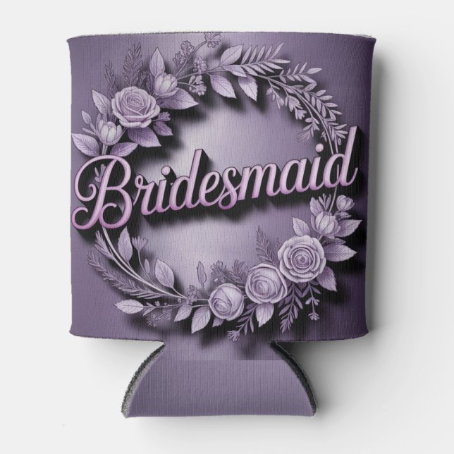 Porta-lata Pink Bridesmaid Script Lavender Can Cooler (Frente)