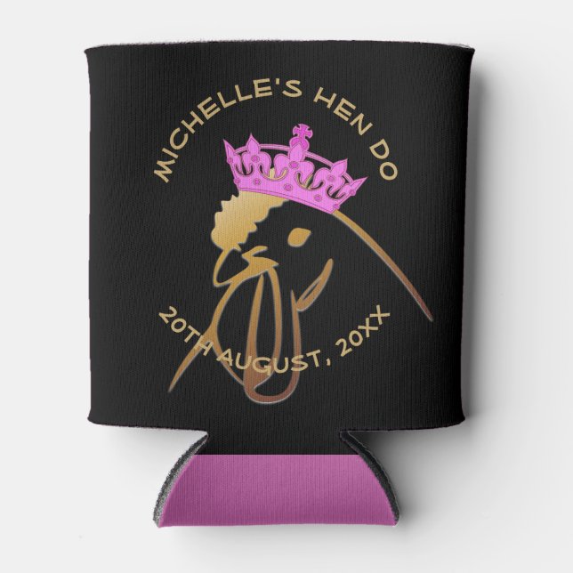 Porta-lata Pink Crown Hen Do Personalised Keepsake (Frente)
