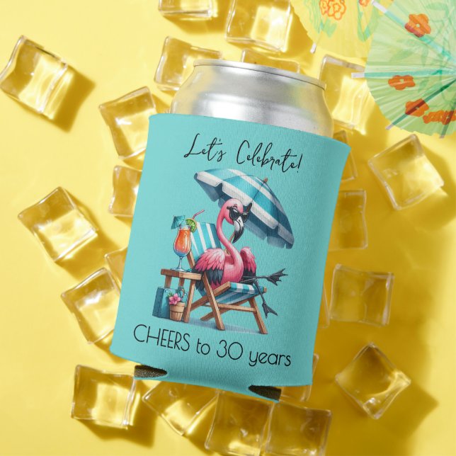 Porta-lata Pink Flamingo Summer Birthday Party (Verão in situ)