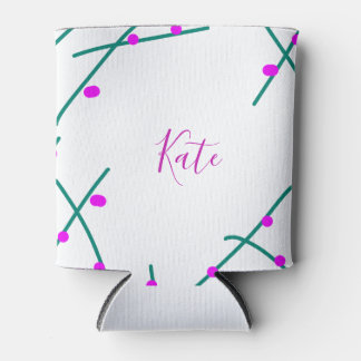 Porta-lata Pink green cherry tree name boho retro rustic bold