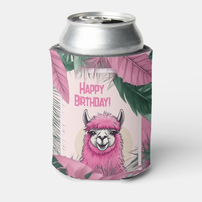 Porta-lata Pink Happy Smiling Lama (Can Back)