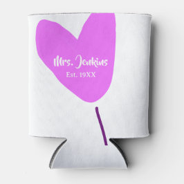 Porta-lata Pink heart balloon Mrs add name est. Add year love