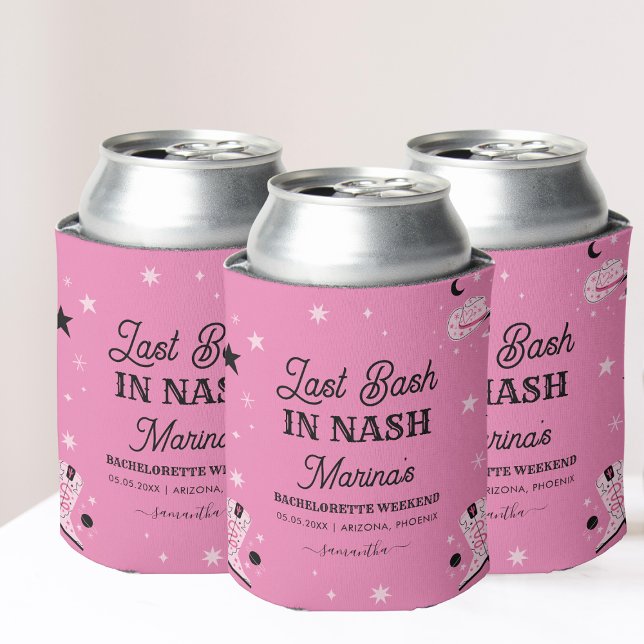 Porta-lata Pink Last Bash em Nash Nashville Bachelorette Name (Criador carregado)