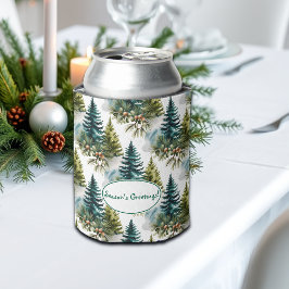 Porta-lata Pino de Aquarela Padrão Elegante Inverno