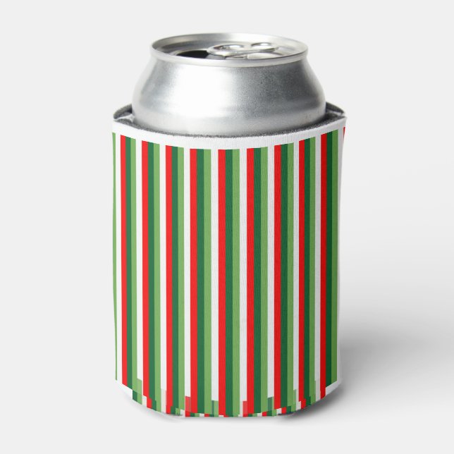 Porta-lata Pinstras De Pele Verde, Branco E Vermelha (Can Front)