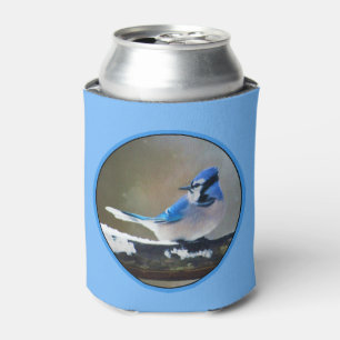 Porta-lata Pintura Blue Jay - Arte Original para Pássaros