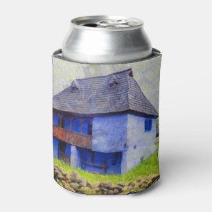 Porta-lata Pintura da casa azul