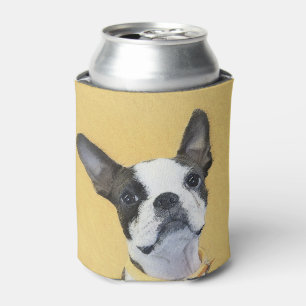 Porta-lata Pintura de Boston Terrier - Arte de Cão Original 