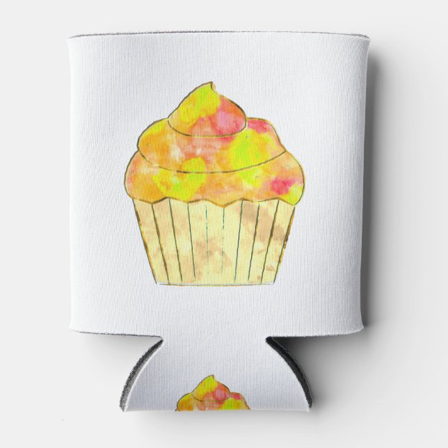 Porta-lata Pintura de Cupcake de Aquarela (Frente)