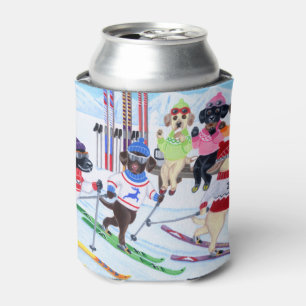 Porta-lata Pintura de esqui nórdica de Labradors